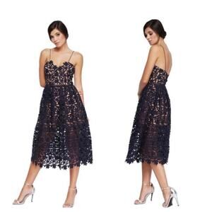 Few Moda New York Floral Lace Crochet Overlay Spaghetti Strap Midi Dress Small